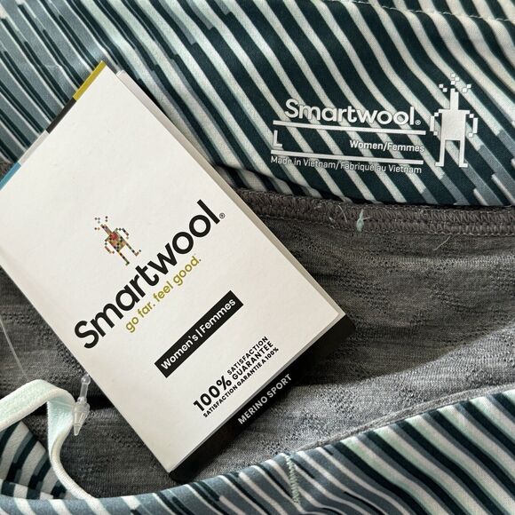 SmartWool Large Sport Lined Shorts Merino Wool Running Athletic Wicking Striped - Picture 5 of 10